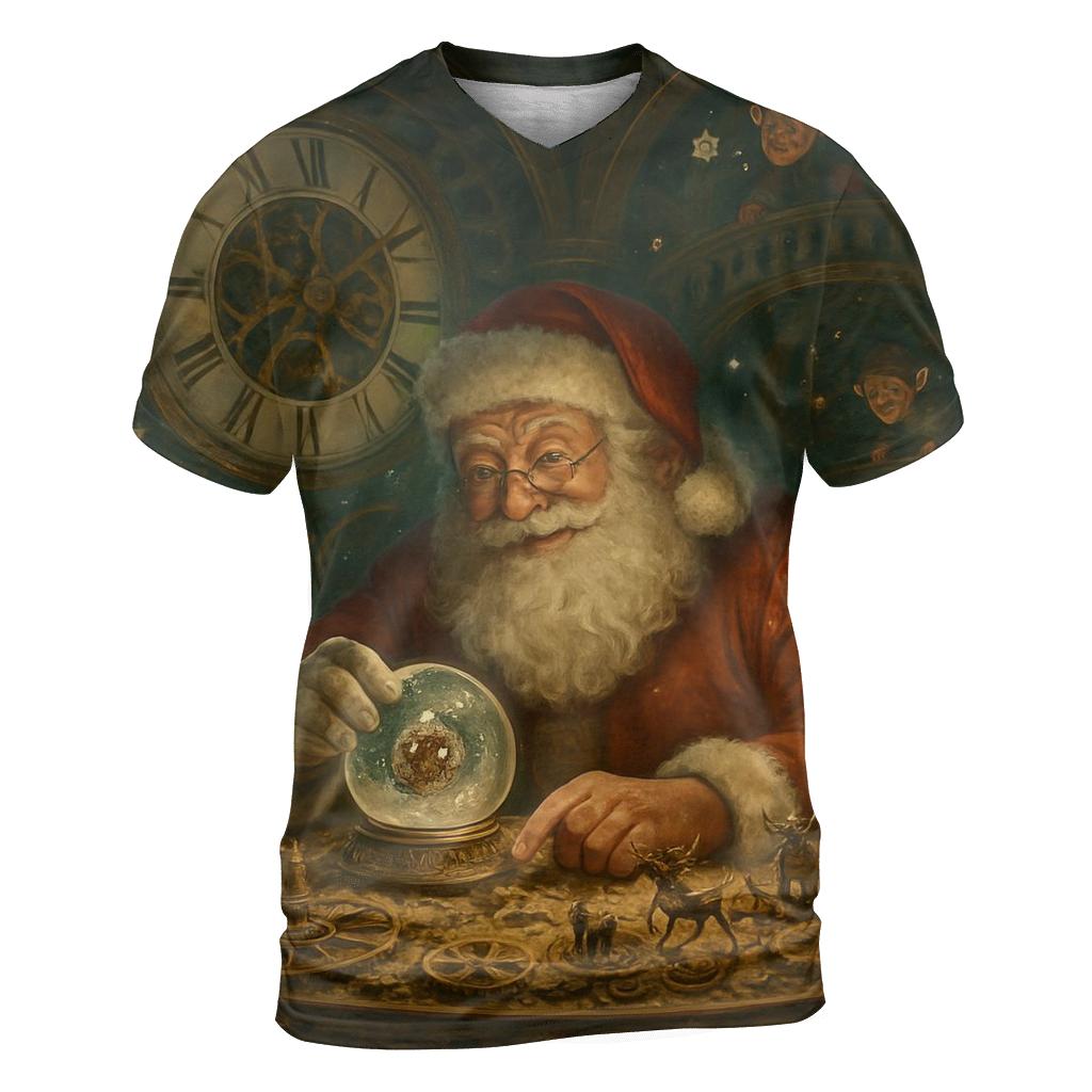 Clockwork Workshop Santa Panorama vibrant all-over design tees