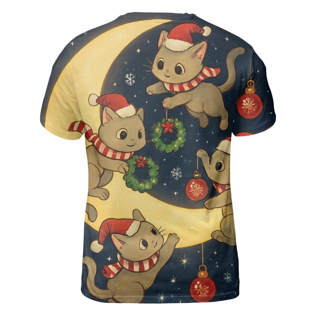 Christmas Cats Decorating The Moon custom all-over print shirts