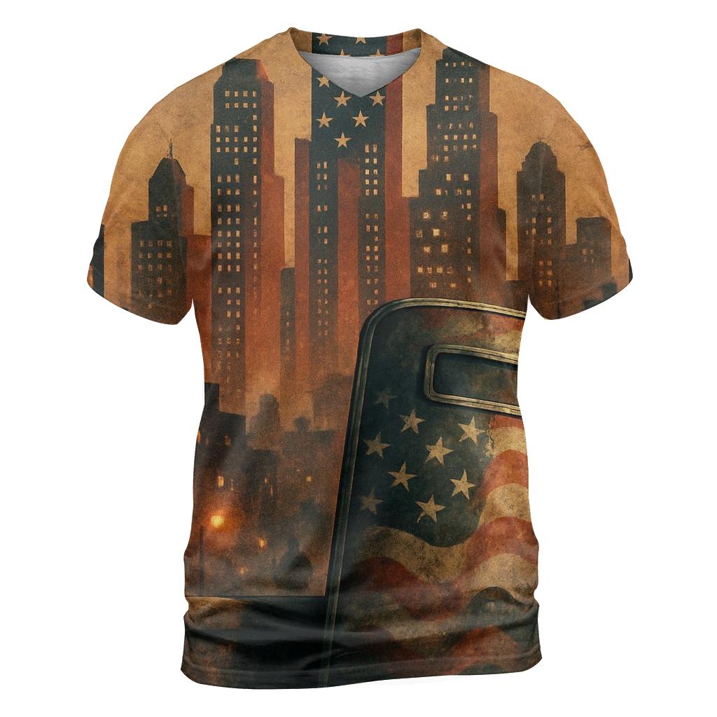 Urban Skyline Flag Shield custom all-over print shirts