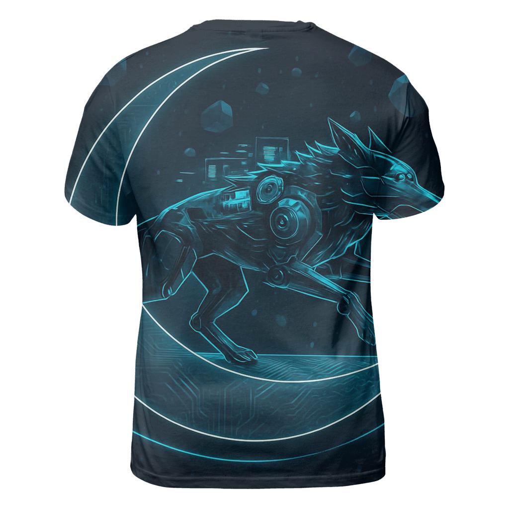 Starlit Mechanical Moon Runner artistic all-over print tops