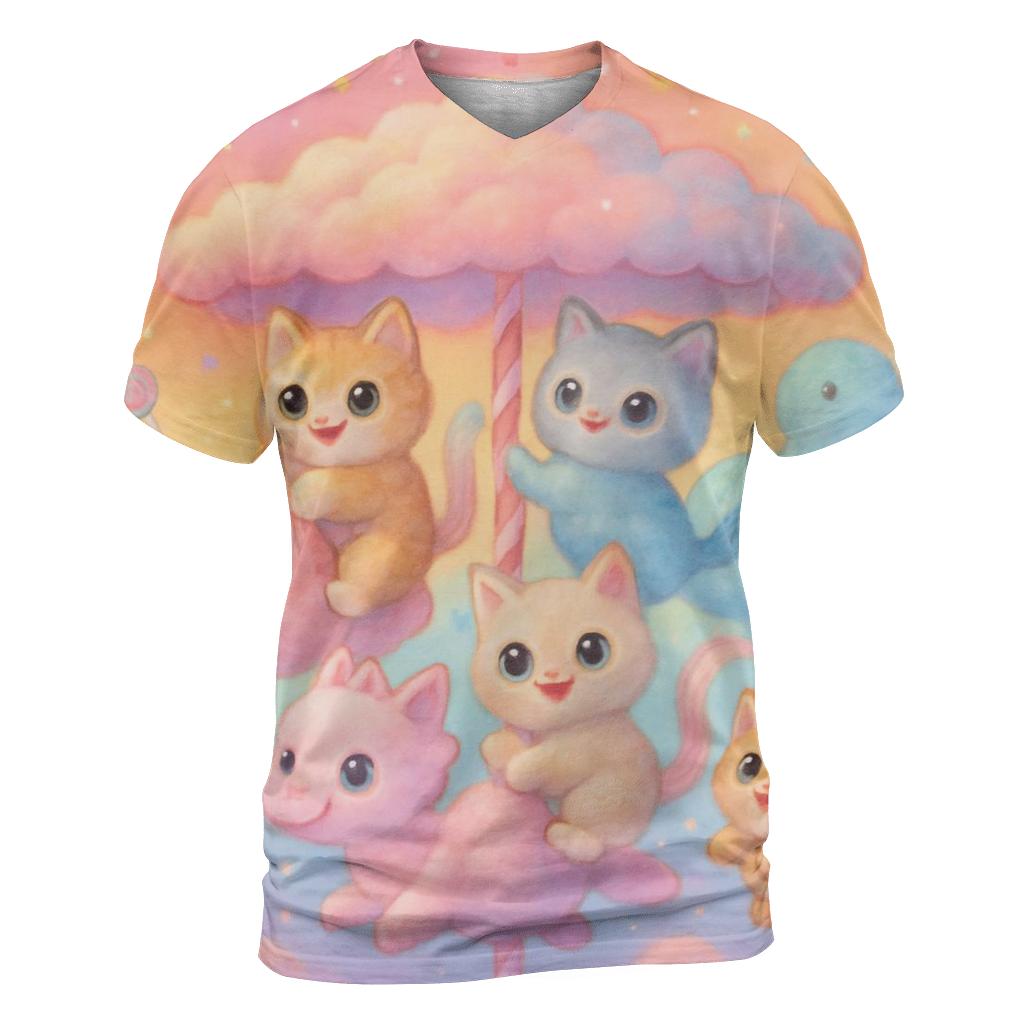 Candy Cloud Carousel Cats personalized full print shirts