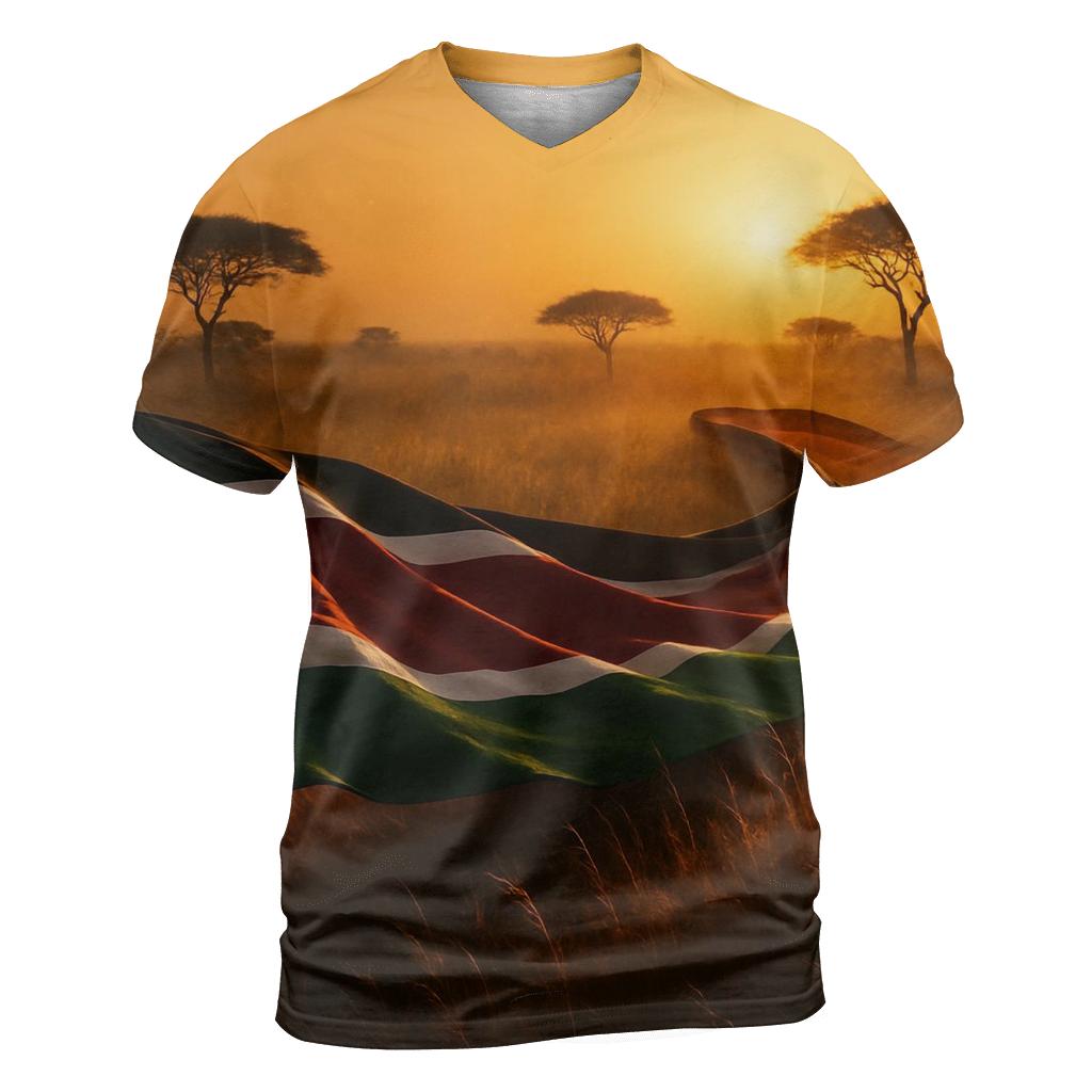 Kenyan Savannah Flag Horizon statement graphic shirts