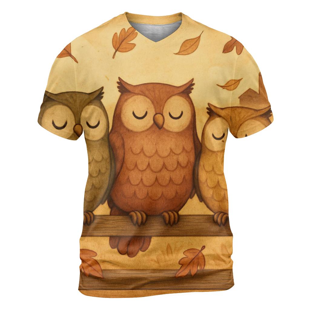 Thankful Owls On The Harvest Fence trendy printed shirt styles