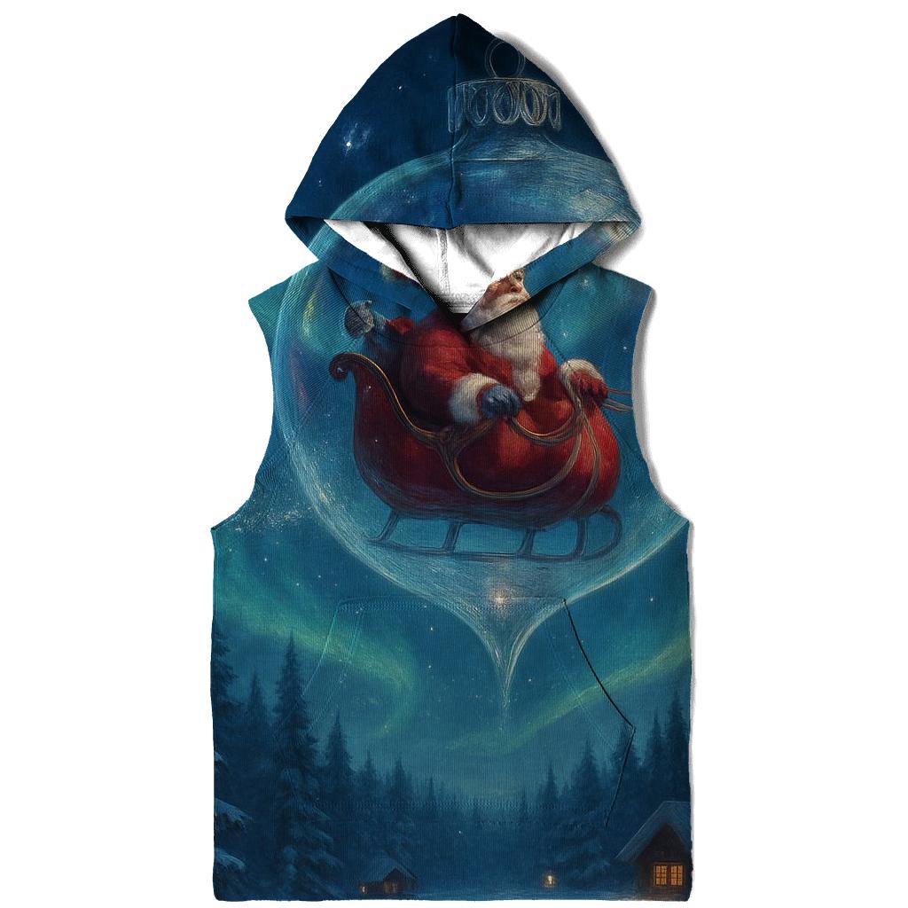 Santa In The Northern Lights Hot Air Bauble designer hoodies