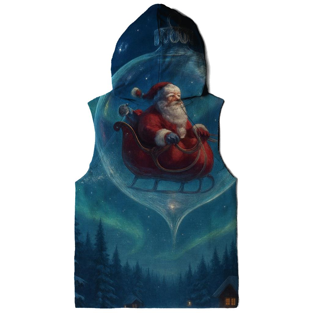 Santa In The Northern Lights Hot Air Bauble designer hoodies