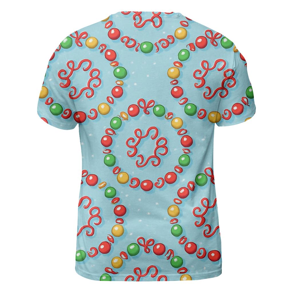 Bauble And Ribbon Orbit Rings On Icy Blue vibrant all-over design tees