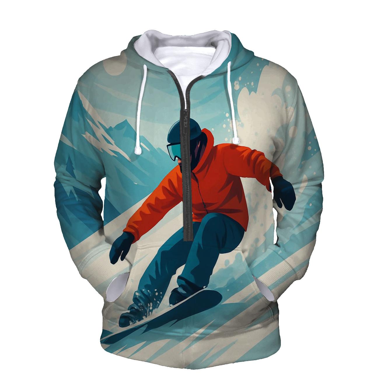 Glacial Snowboard Descent printed hoodies