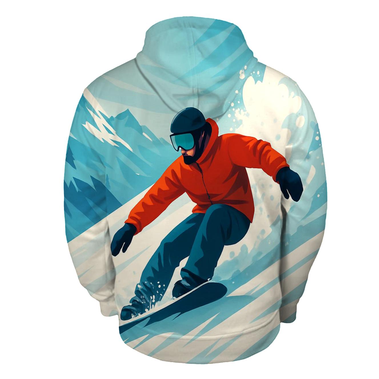Glacial Snowboard Descent printed hoodies