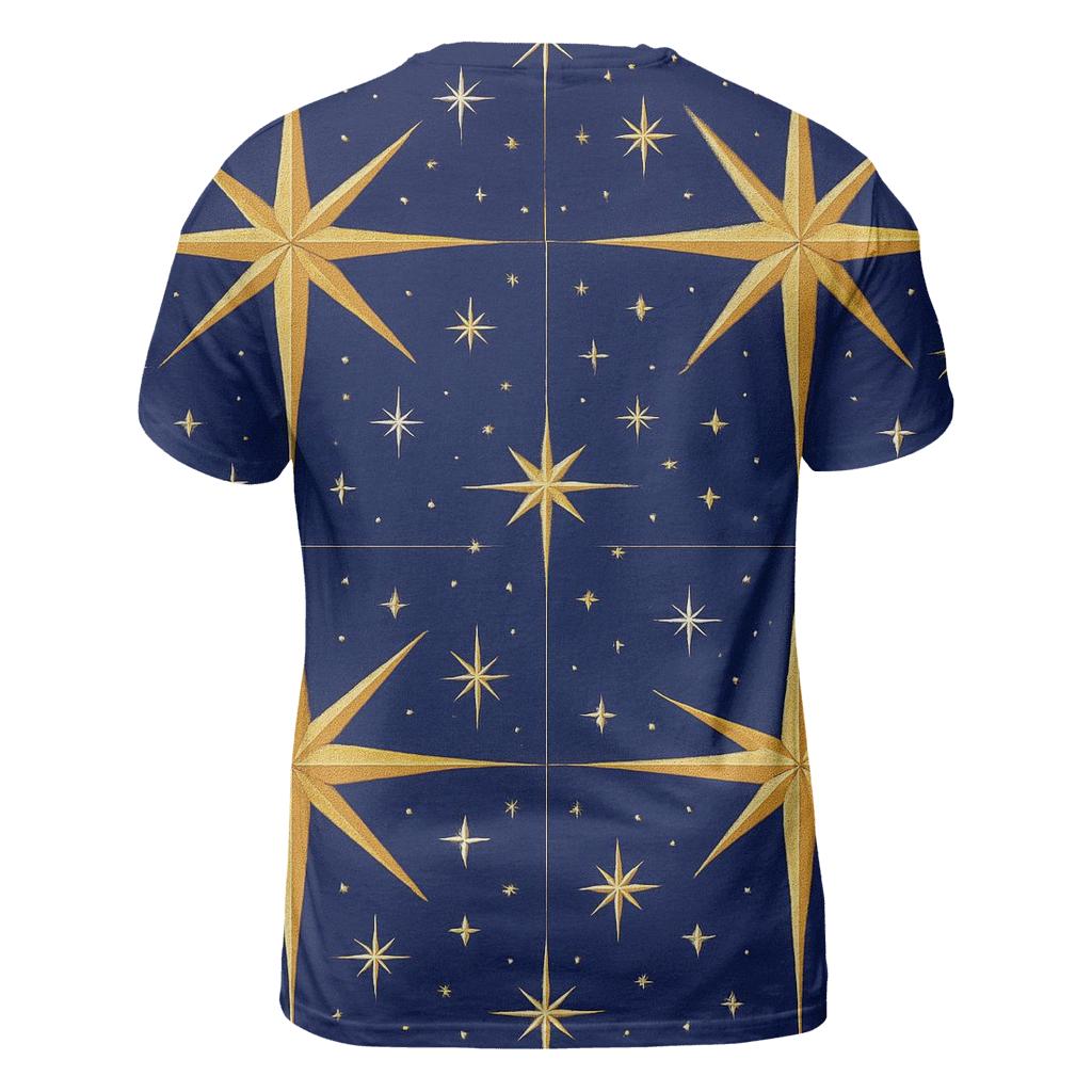 Nativity Star Ray Grid On Deep Indigo unique graphic print tees