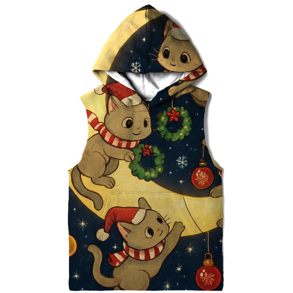Christmas Cats Decorating The Moon premium hoodies