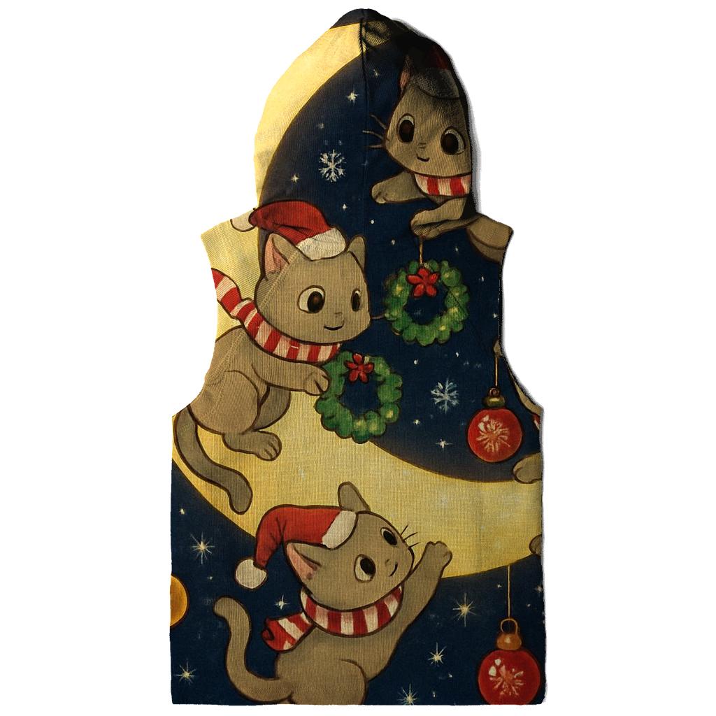 Christmas Cats Decorating The Moon premium hoodies