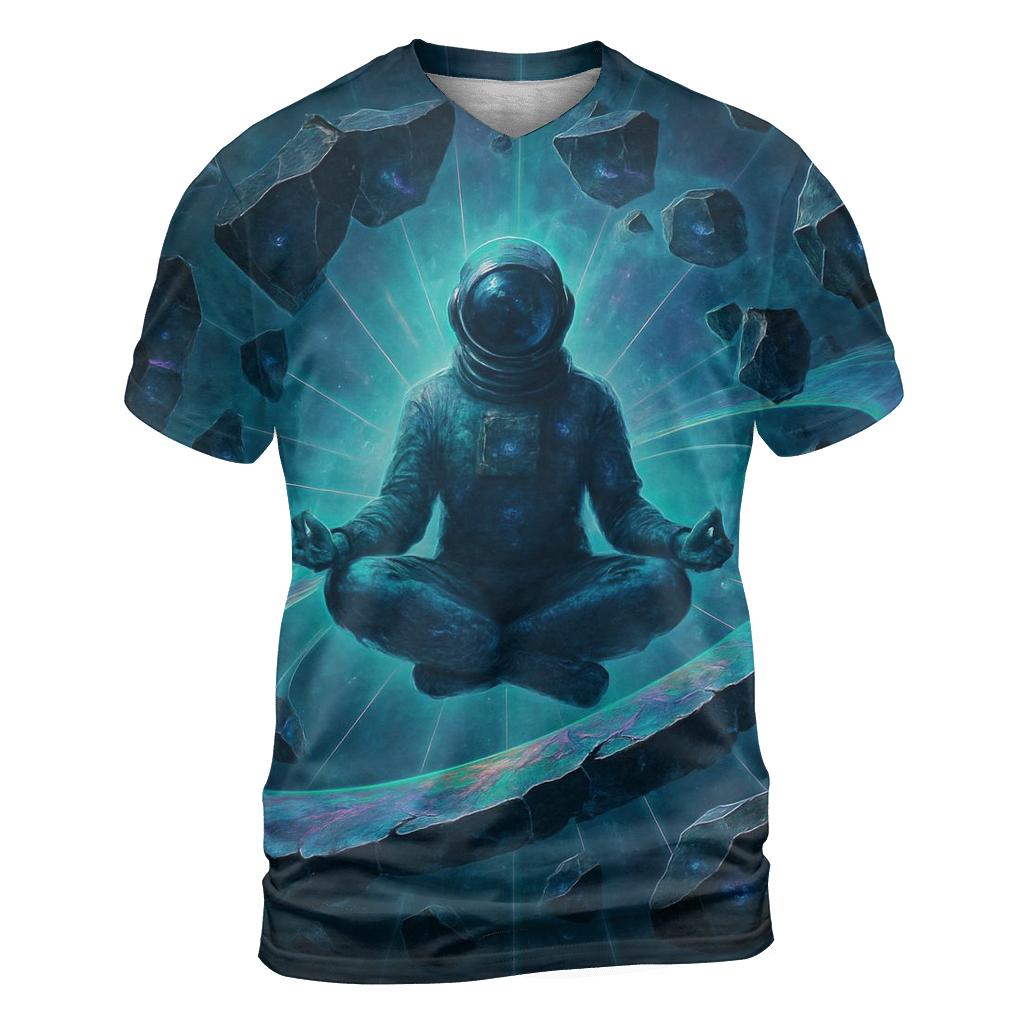 Astronaut Of The Fractured Aurora Rings artistic all-over print tops