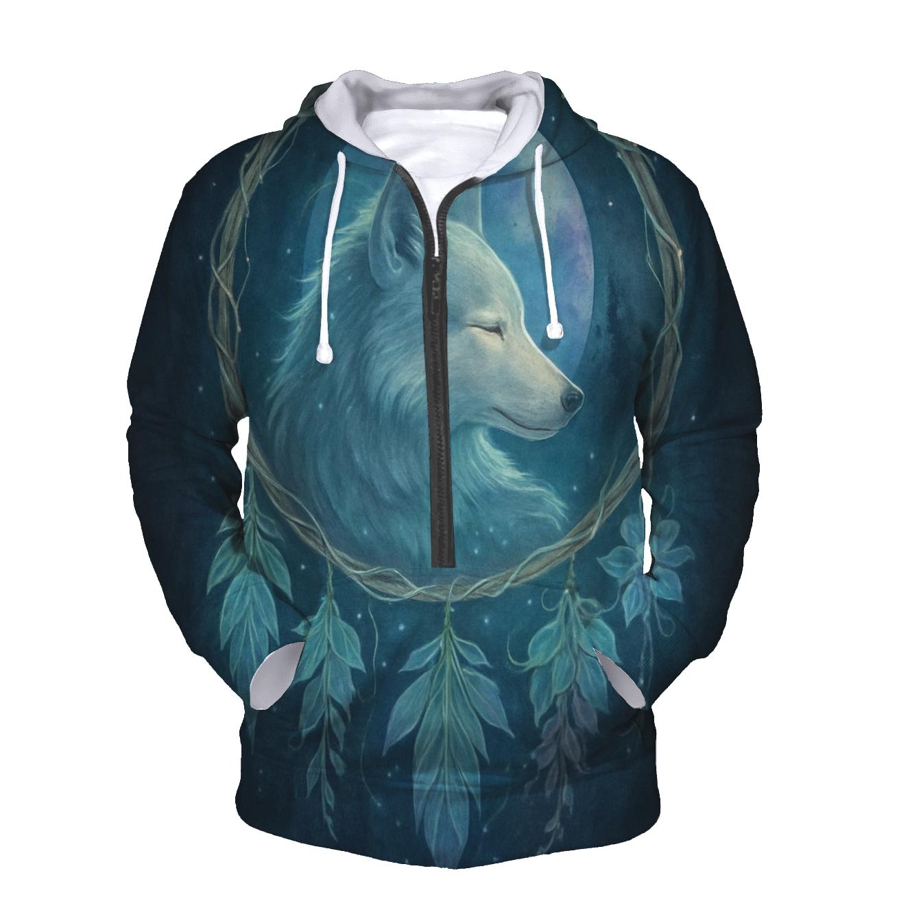 Forest Dreamcatcher Moon Wolf graphic hoodies