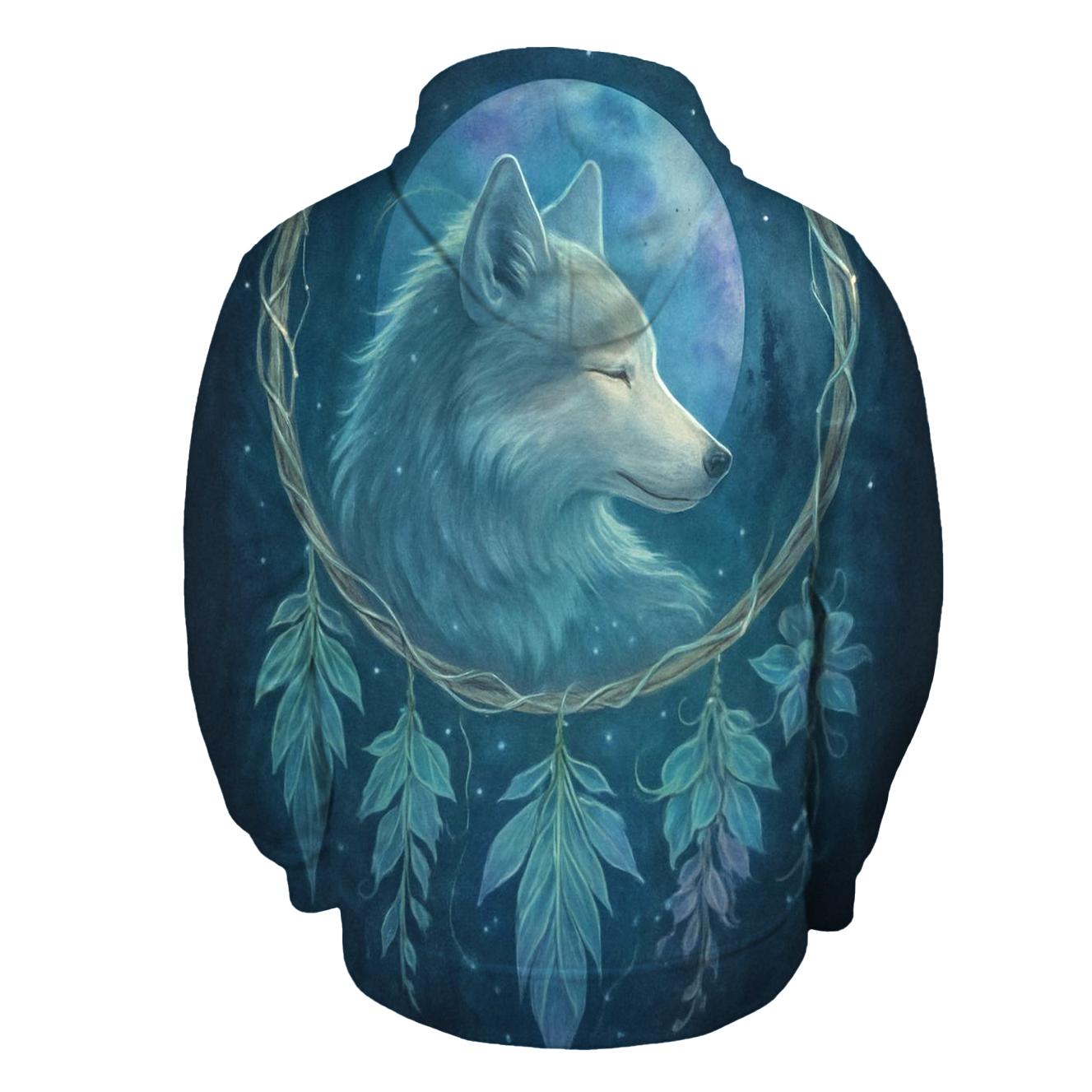 Forest Dreamcatcher Moon Wolf graphic hoodies