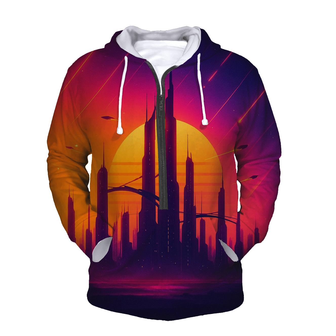 Skybridge Over Ember City heavyweight hoodies