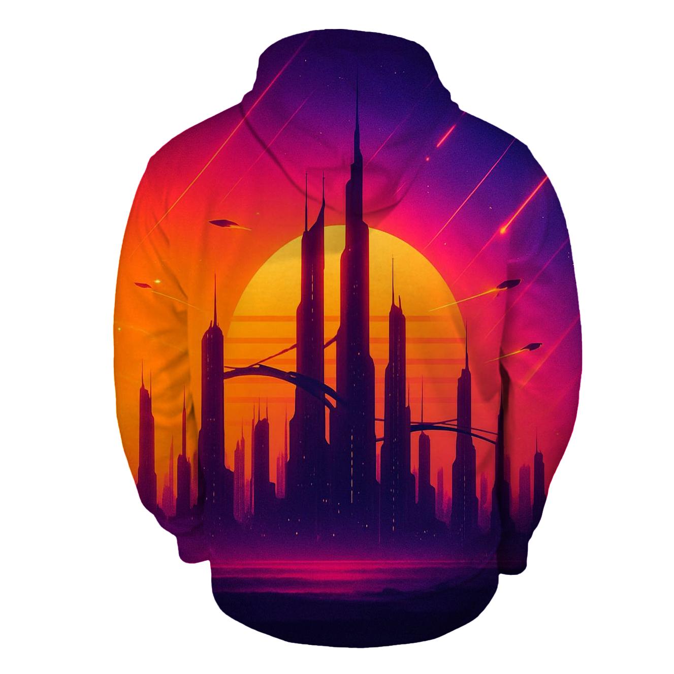Skybridge Over Ember City heavyweight hoodies