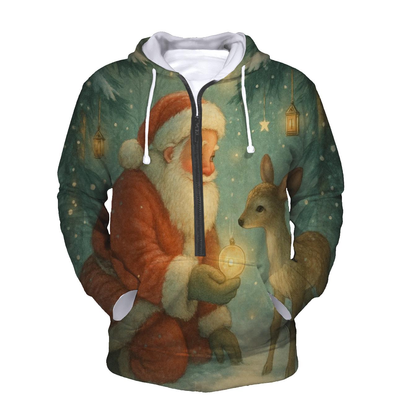 Frosted Forest Storybook Santa embroidered hoodies