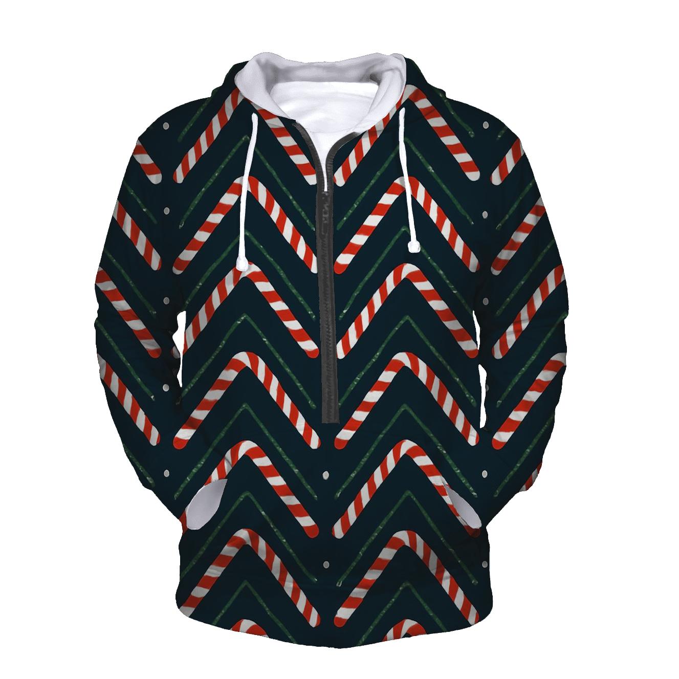 Candy Cane Chevron March On Polar Night premium hoodies