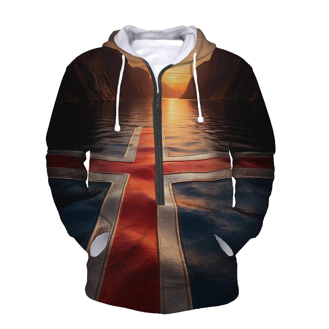 Norwegian Fjord Flag Reflections pullover hoodies