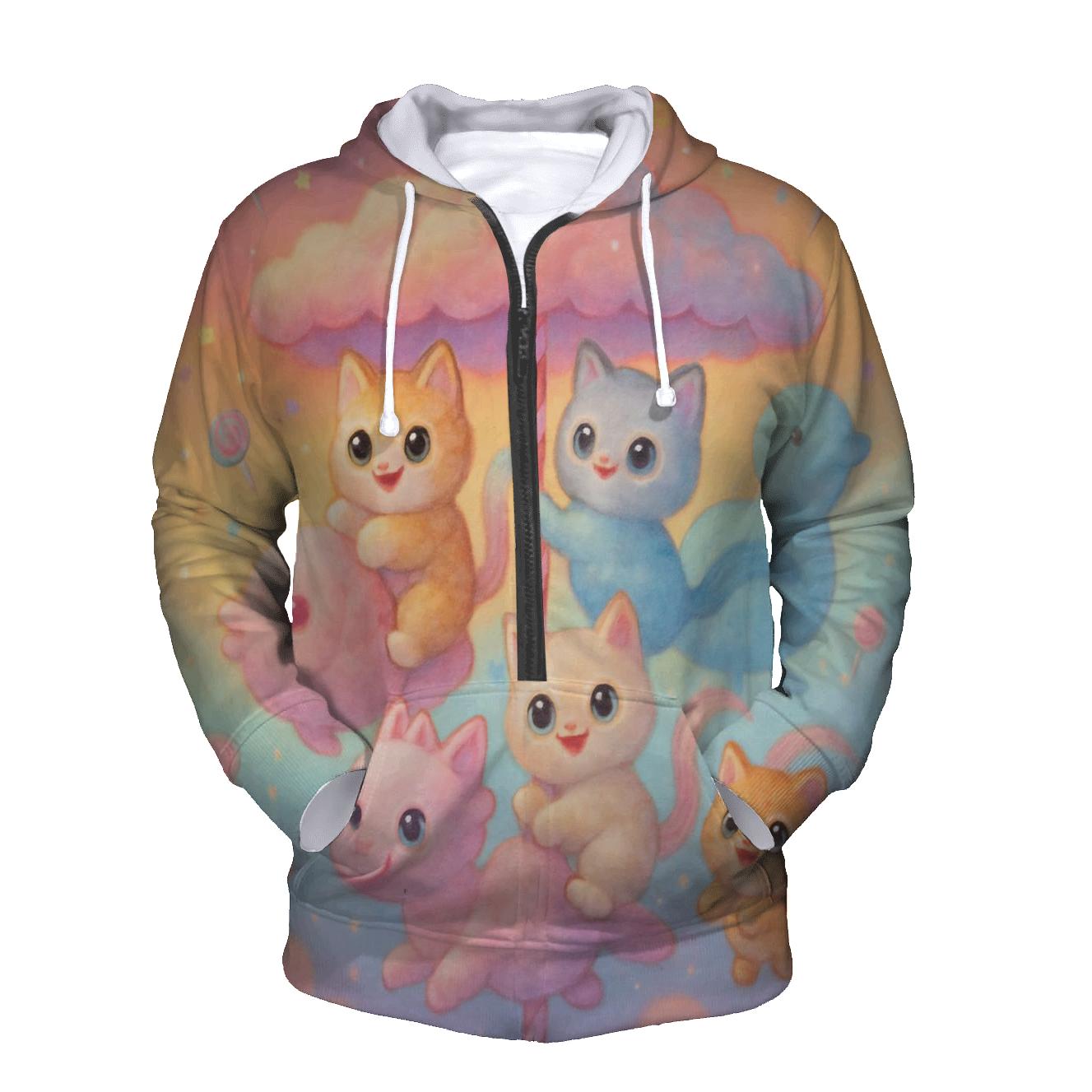 Candy Cloud Carousel Cats heavyweight hoodies