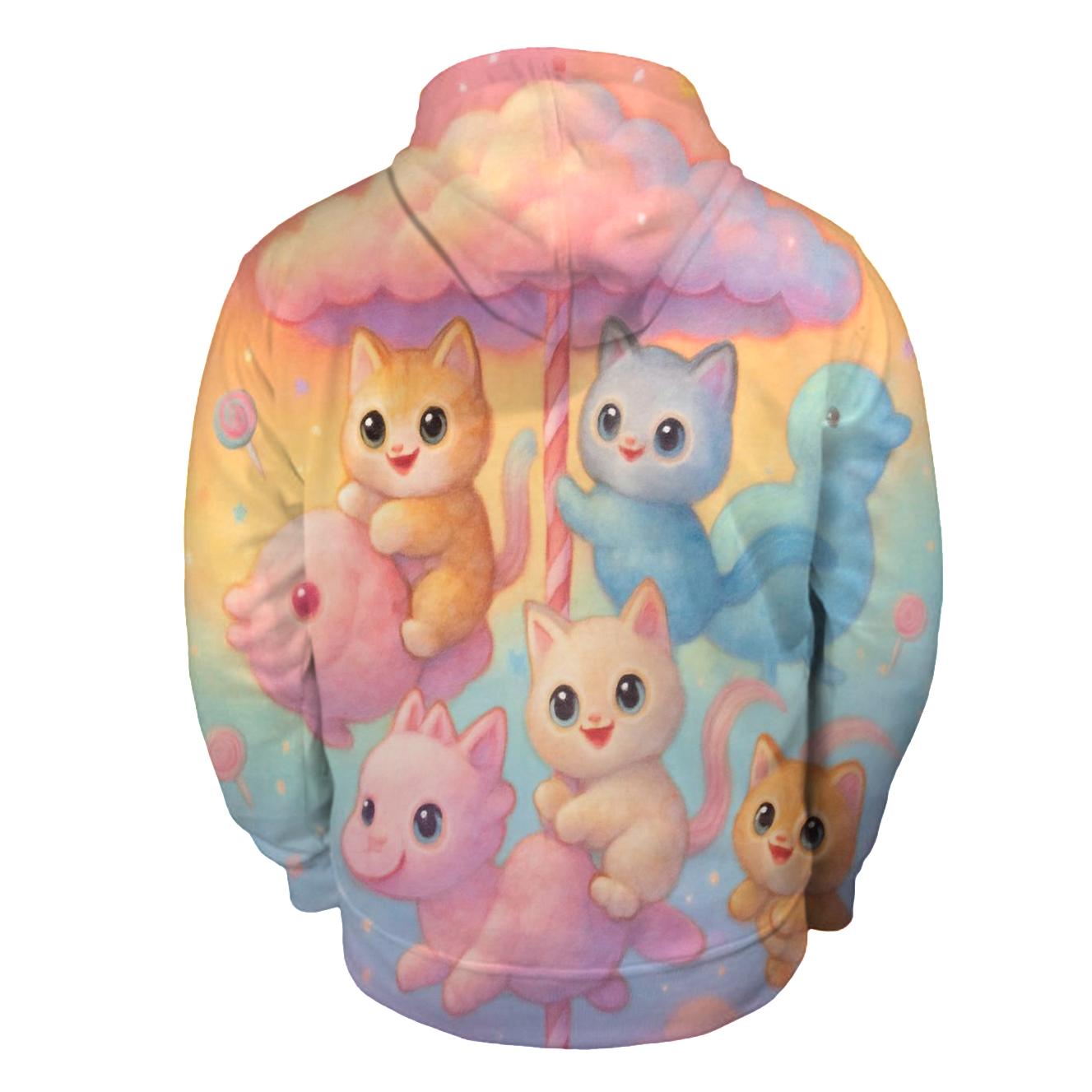 Candy Cloud Carousel Cats heavyweight hoodies