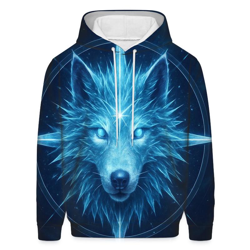 Celestial Frost Wolf Compass zip-up hoodies