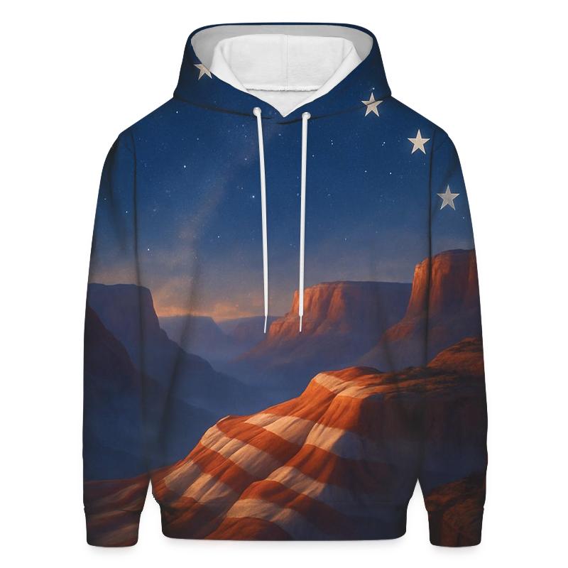 Celestial Stripes Over Canyon Ridge embroidered hoodies