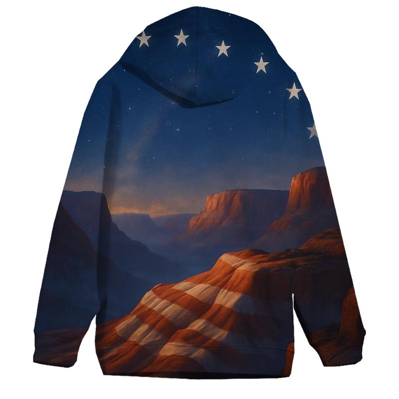 Celestial Stripes Over Canyon Ridge embroidered hoodies