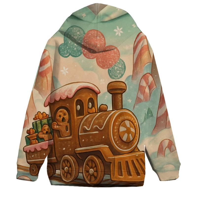 Gingerbread Train Through Candy Cane Canyon heavyweight hoodies