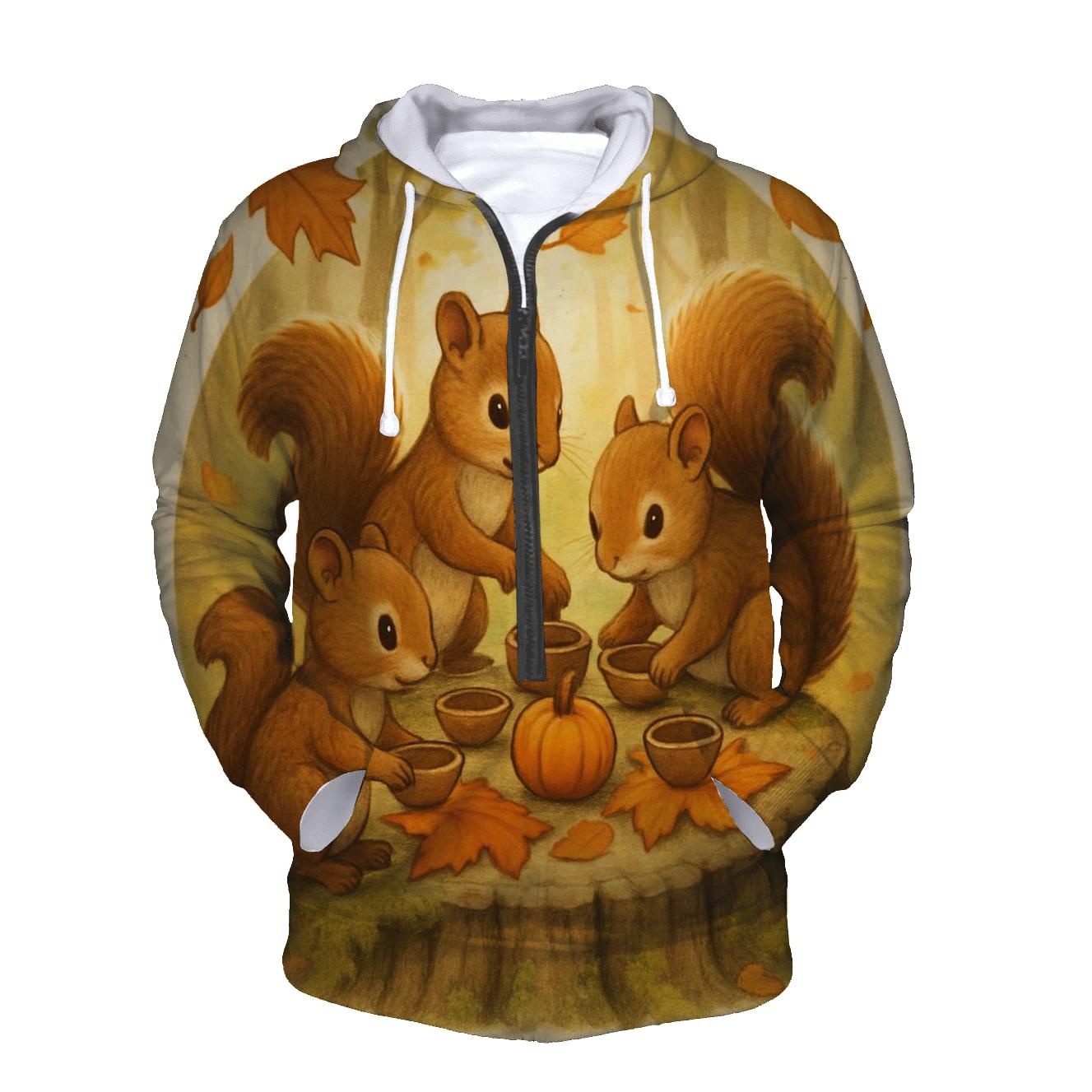 Squirrels Setting The Tiny Harvest Table heavyweight hoodies