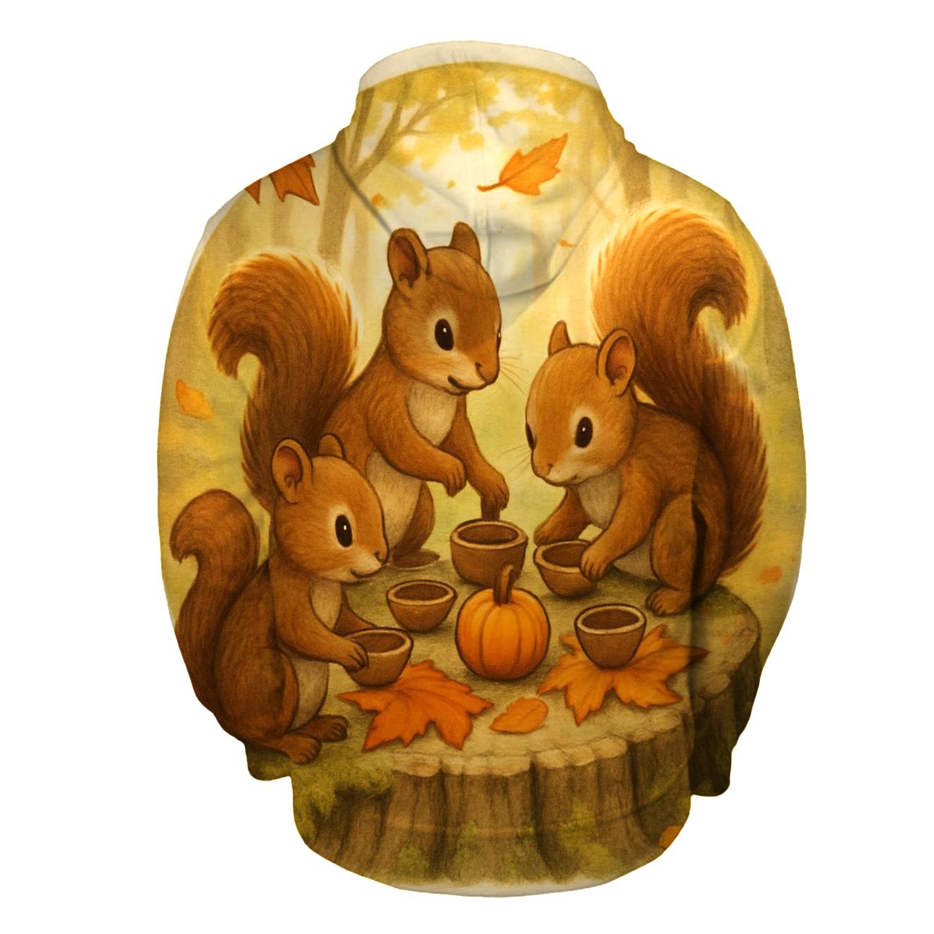 Squirrels Setting The Tiny Harvest Table heavyweight hoodies