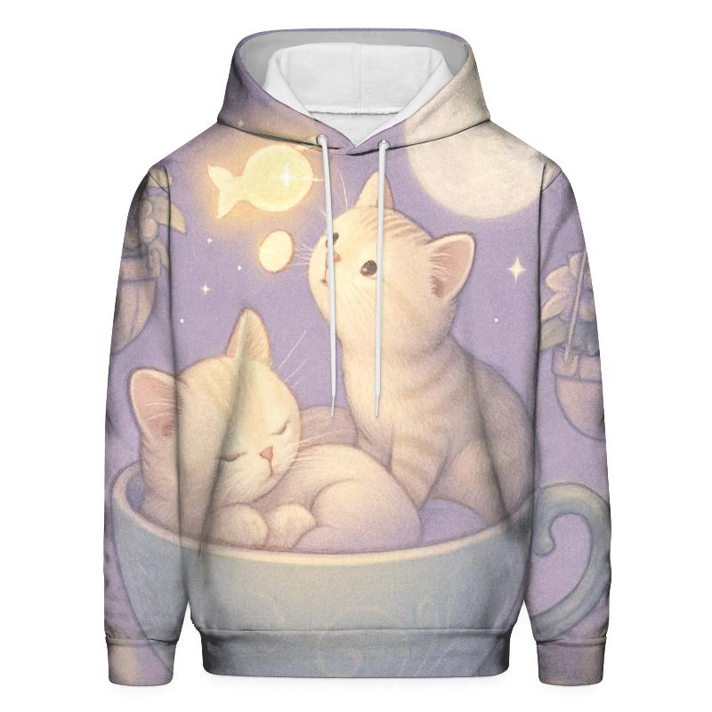 Moonlit Tea Garden Cats zip-up hoodies
