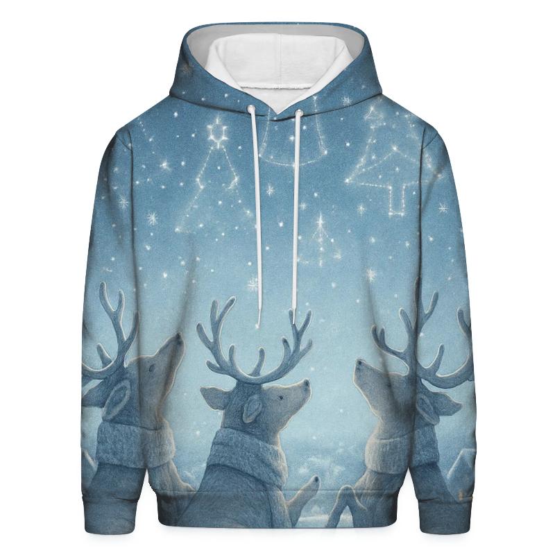 Reindeer Stargazing On The Rooftop premium hoodies