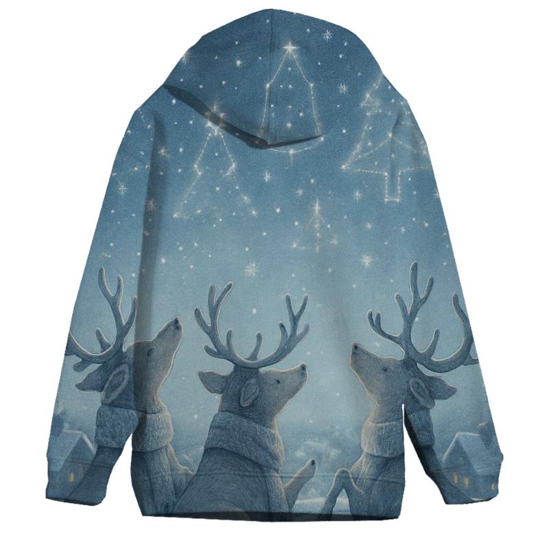 Reindeer Stargazing On The Rooftop premium hoodies