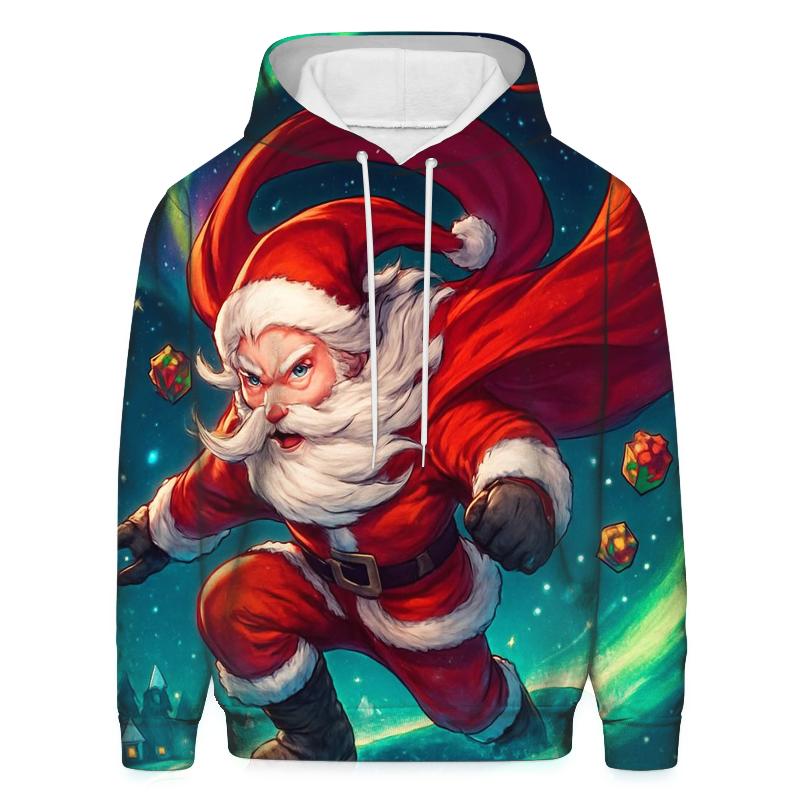 Aurora Trail Snowboarder Santa zip-up hoodies