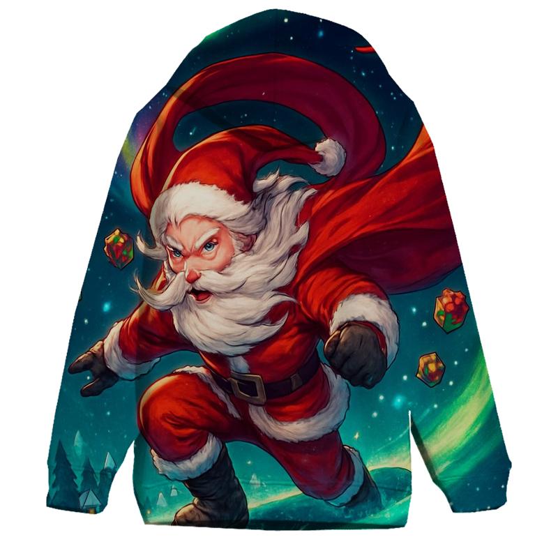 Aurora Trail Snowboarder Santa zip-up hoodies
