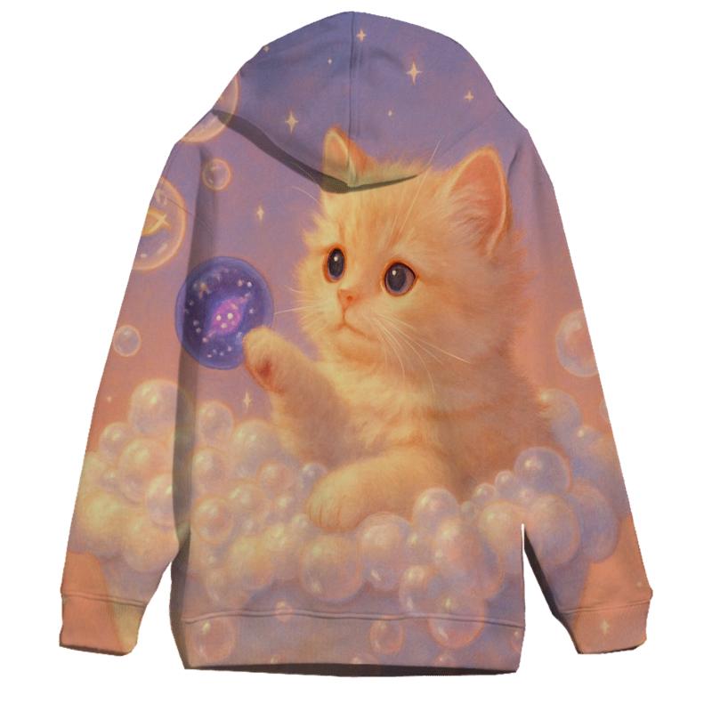 Starlit Bubble Bath Cat Cloud zip-up hoodies