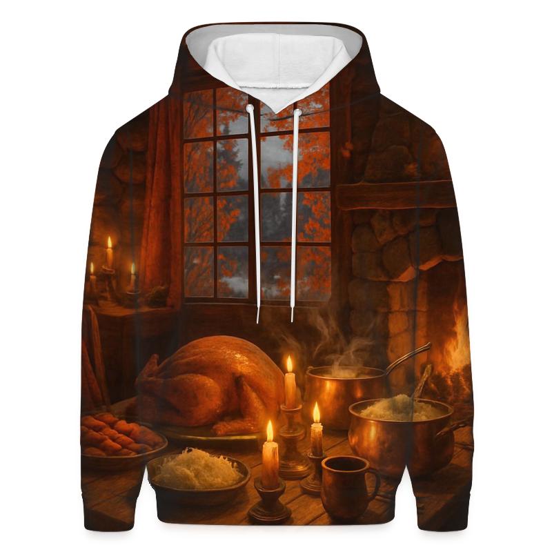 Candlelit Cabin Thanksgiving Evening designer hoodies