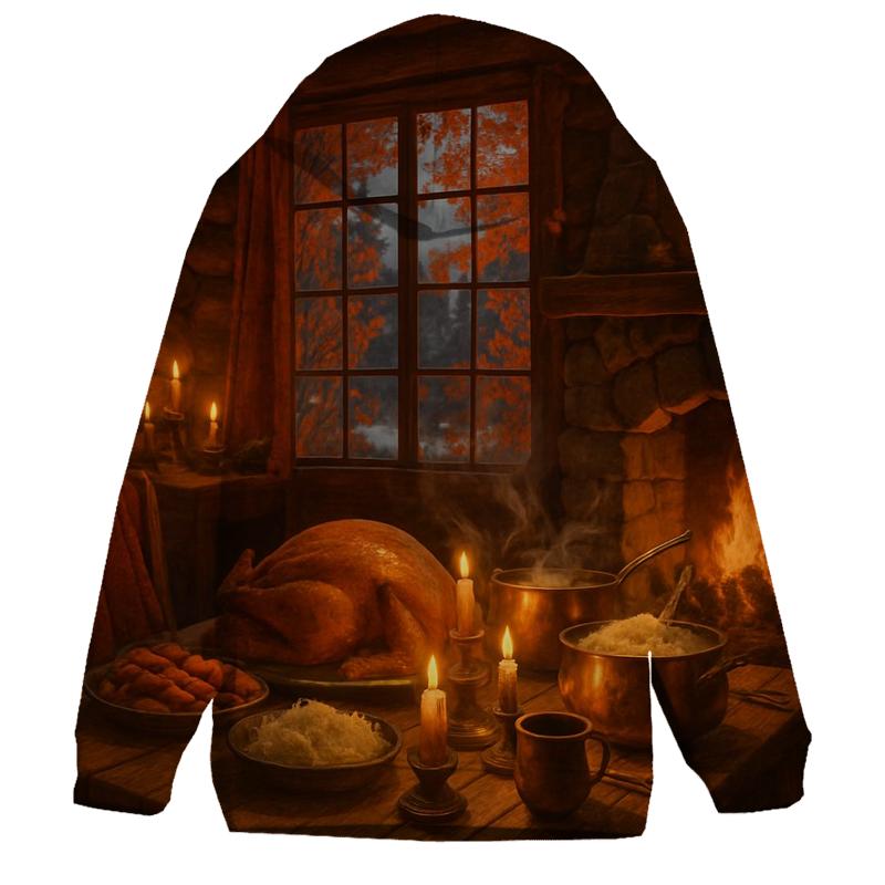 Candlelit Cabin Thanksgiving Evening designer hoodies