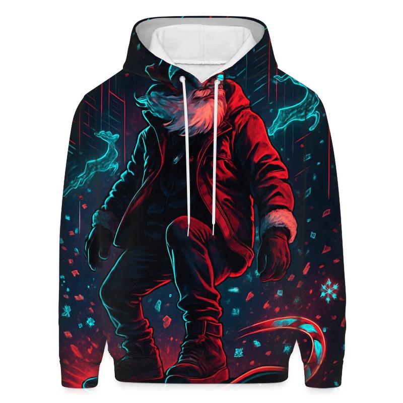 Neon Streetwear Santa Night Ride custom hoodies