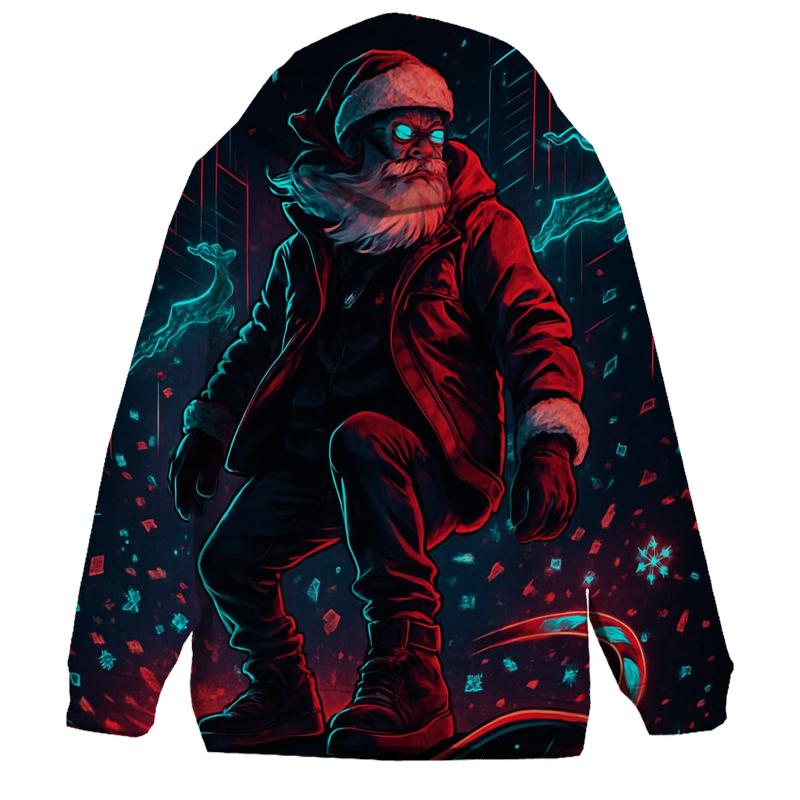 Neon Streetwear Santa Night Ride custom hoodies