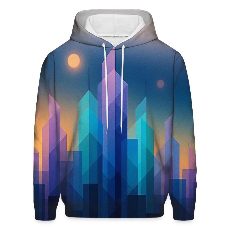 Geometric Horizon Gradient City hoodies fashion