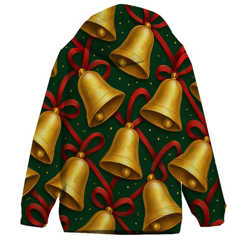 Golden Christmas Bells Tessellation On Forest Green hoodie trends