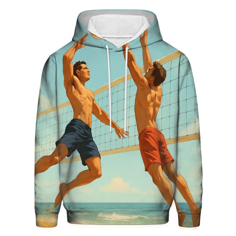 Golden Sand Beach Volleyball Rally printed hoodies