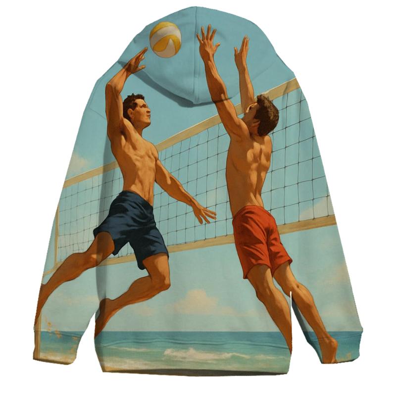 Golden Sand Beach Volleyball Rally printed hoodies