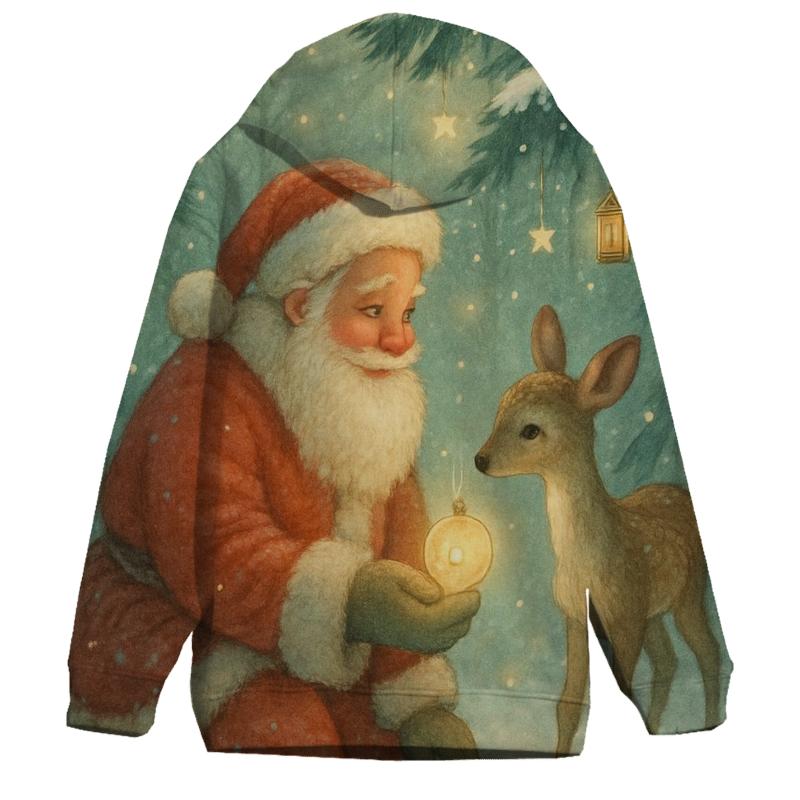 Frosted Forest Storybook Santa premium hoodies