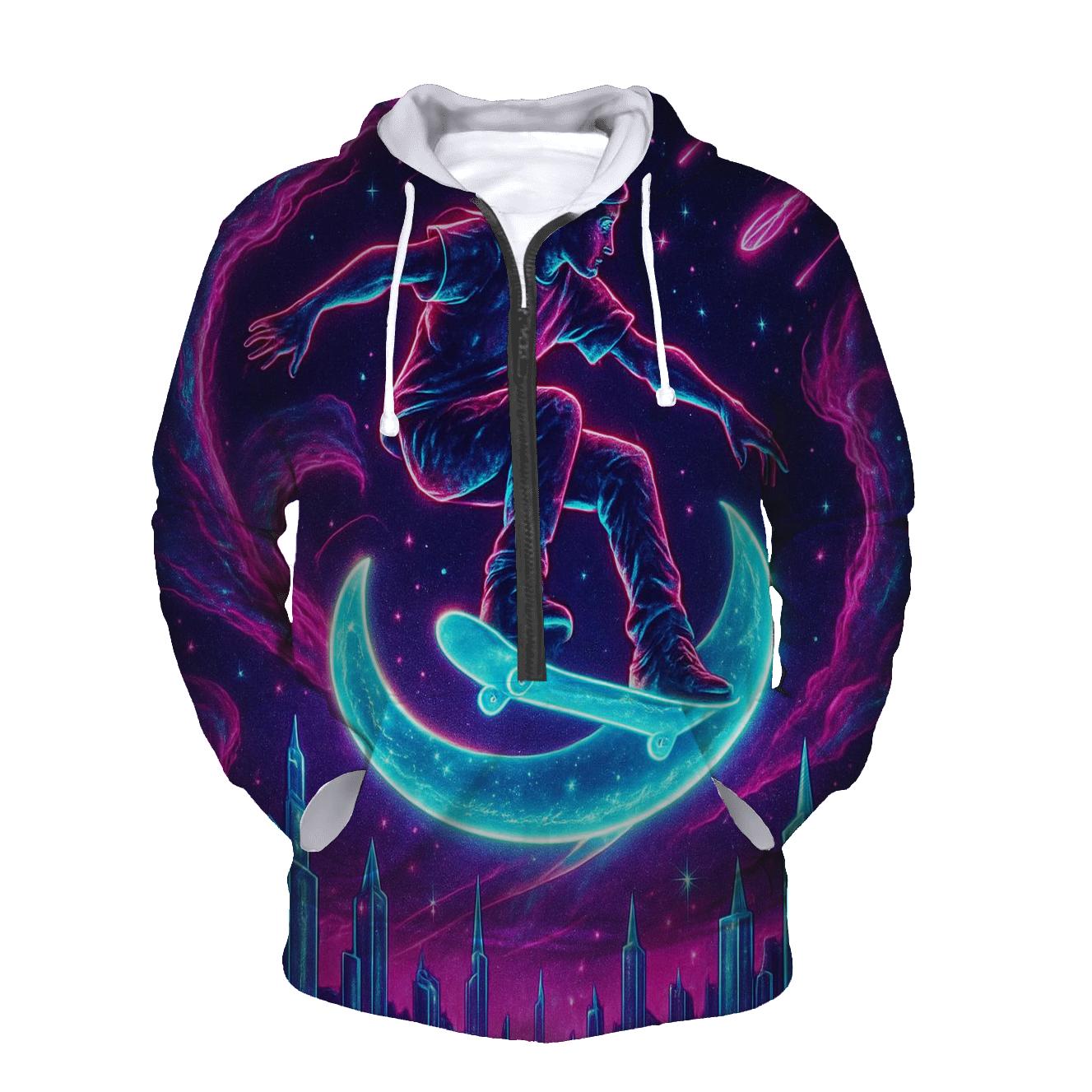 Nebula Skater Over Starwave City custom hoodies