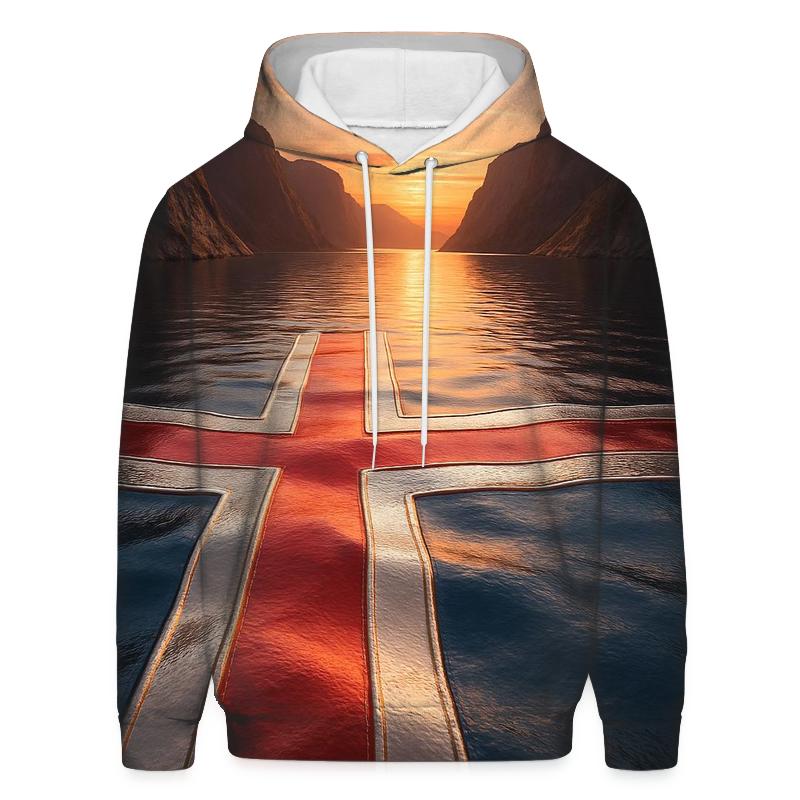 Norwegian Fjord Flag Reflections designer hoodies