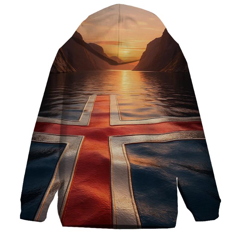 Norwegian Fjord Flag Reflections designer hoodies