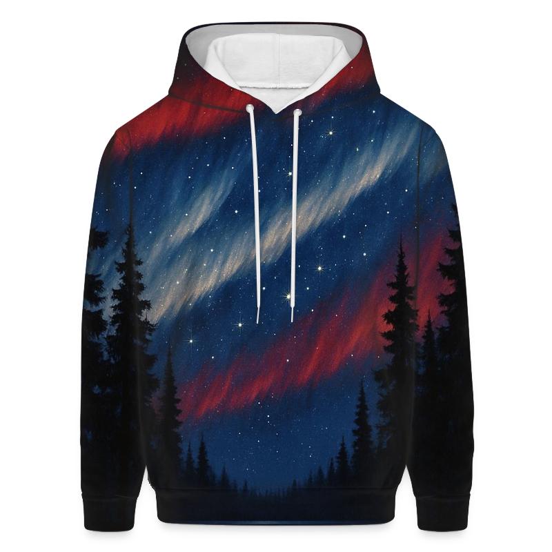 Patriotic Aurora Over Pine Ridge heavyweight hoodies